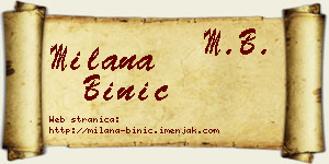 Milana Binić vizit kartica